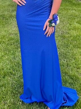 Sherri Hill Royal Blue Beaded Mermaid Prom Dress